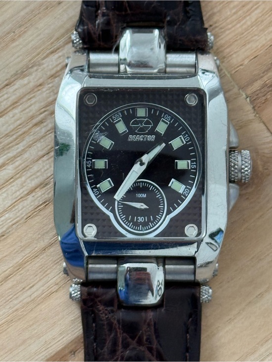 Reactor Fusion Rare Designer Watch Stainless Case Rectangular Dial Leather main image 12